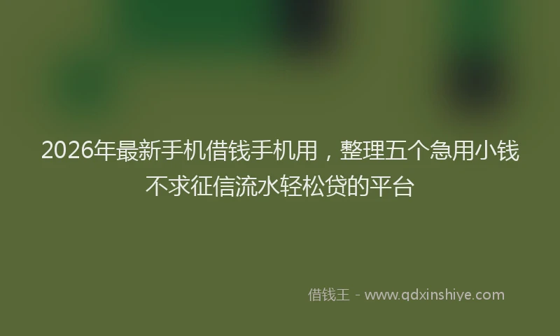2026年最新手机借钱手机用，整理五个急用小钱不求征信流水轻松贷的平台