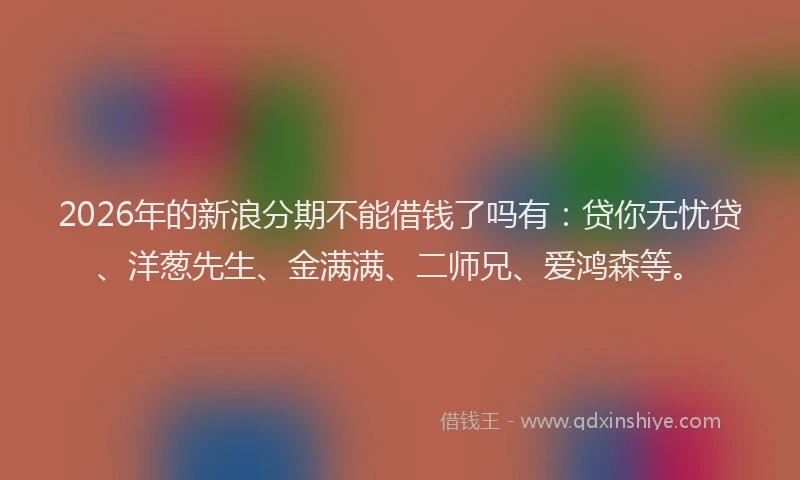2026年的新浪分期不能借钱了吗有：贷你无忧贷、洋葱先生、金满满、二师兄、爱鸿森等。
