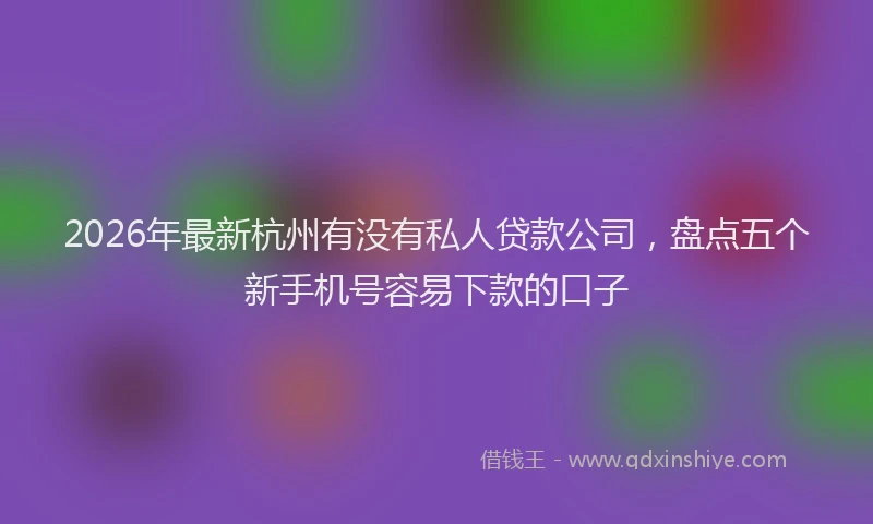2026年最新杭州有没有私人贷款公司，盘点五个新手机号容易下款的口子