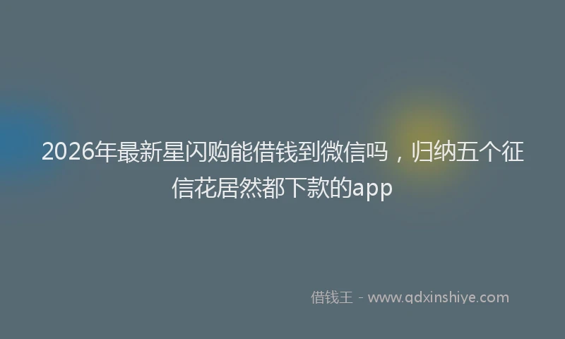 2026年最新星闪购能借钱到微信吗，归纳五个征信花居然都下款的app