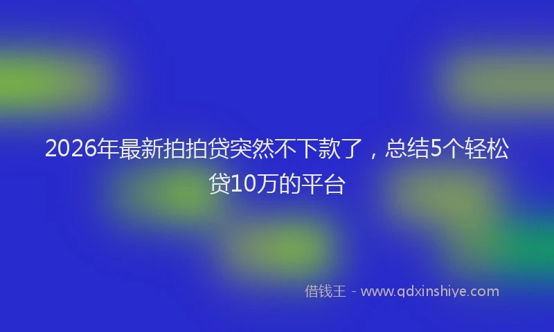 2026年最新拍拍贷突然不下款了，总结5个轻松贷10万的平台
