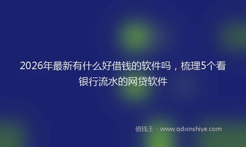 2026年最新有什么好借钱的软件吗，梳理5个看银行流水的网贷软件