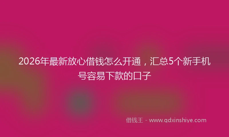 2026年最新放心借钱怎么开通，汇总5个新手机号容易下款的口子