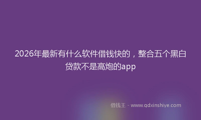 2026年最新有什么软件借钱快的，整合五个黑白贷款不是高炮的app