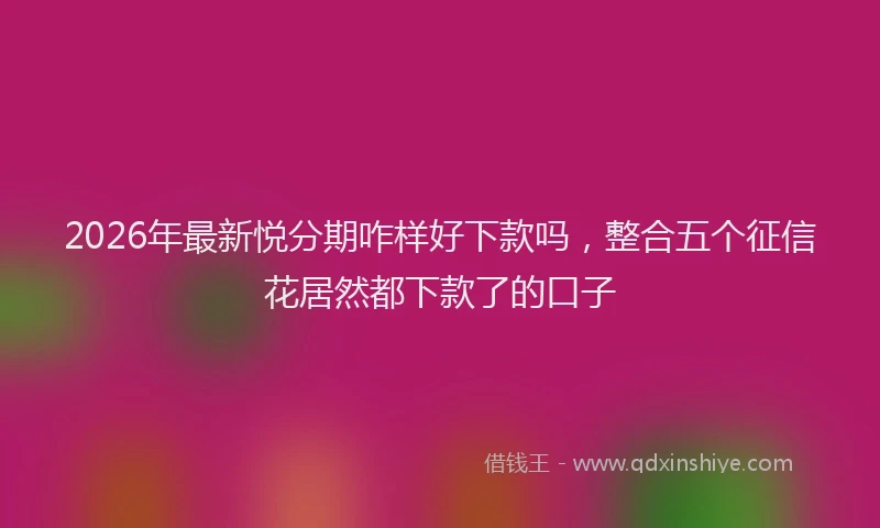 2026年最新悦分期咋样好下款吗,整合五个征信花居然都下款了的口子