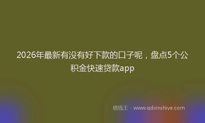 2026年最新有没有好下款的口子呢，盘点5个公积金快速贷款app