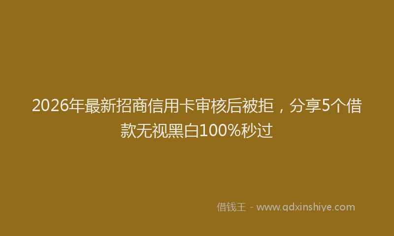 2026年最新招商信用卡审核后被拒，分享5个借款无视黑白100%秒过