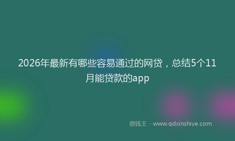 2026年最新有哪些容易通过的网贷，总结5个11月能贷款的app