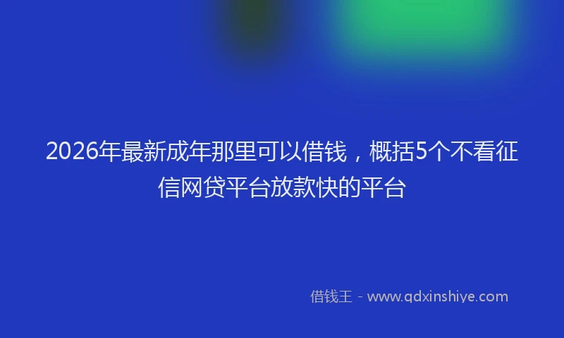 2026年最新成年那里可以借钱,概括5个不看征信网贷平台放款快的平台