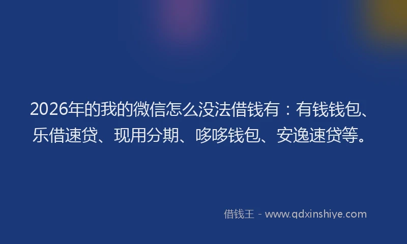 2026年的我的微信怎么没法借钱有：有钱钱包、乐借速贷、现用分期、哆哆钱包、安逸速贷等。