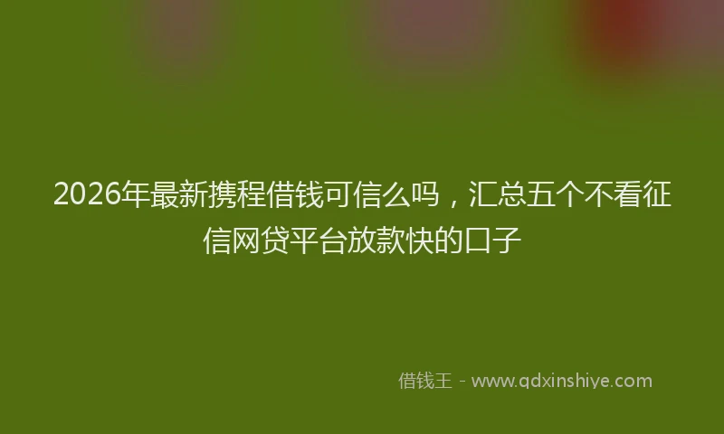 2026年最新携程借钱可信么吗，汇总五个不看征信网贷平台放款快的口子