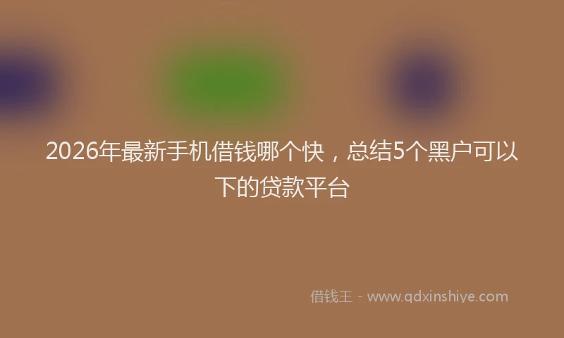 2026年最新手机借钱哪个快，总结5个黑户可以下的贷款平台