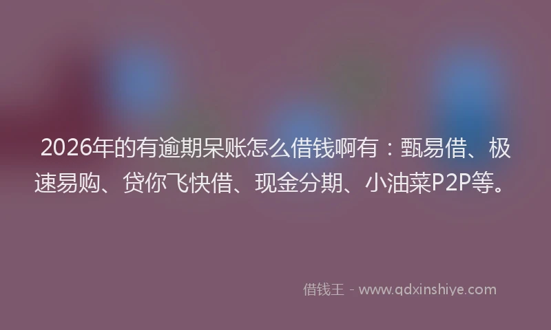 2026年的有逾期呆账怎么借钱啊有：甄易借、极速易购、贷你飞快借、现金分期、小油菜P2P等。