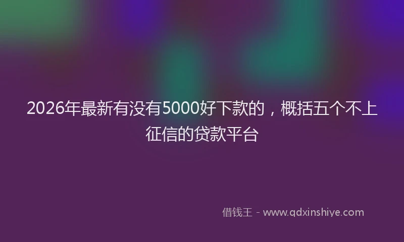 2026年最新有没有5000好下款的，概括五个不上征信的贷款平台