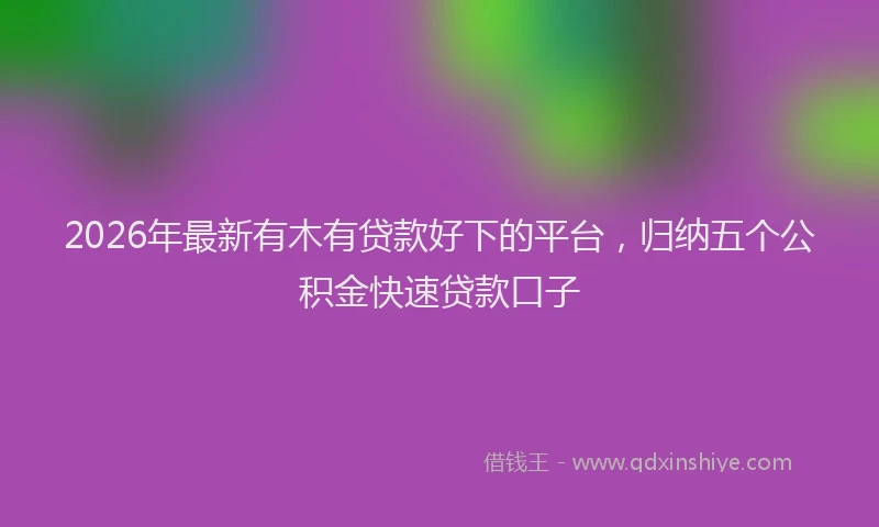 2026年最新有木有贷款好下的平台，归纳五个公积金快速贷款口子