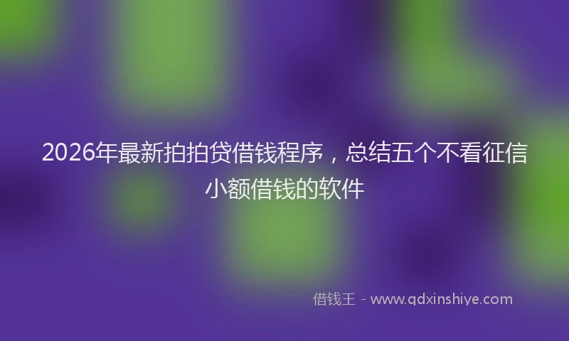 2026年最新拍拍贷借钱程序，总结五个不看征信小额借钱的软件