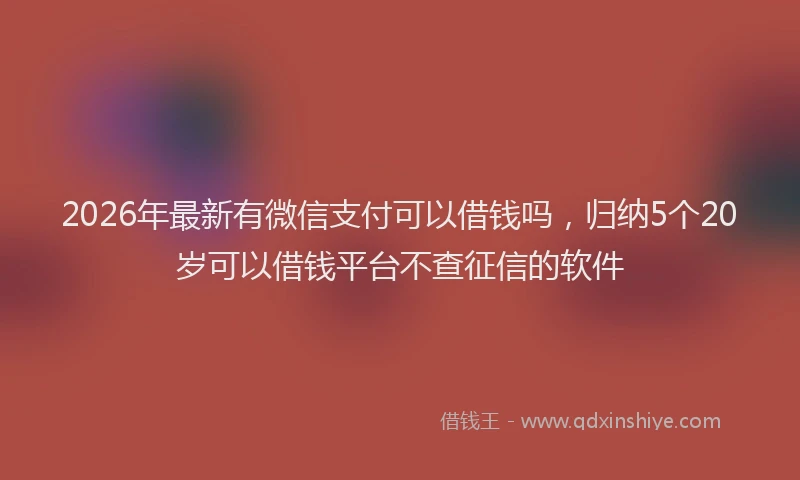 2026年最新有微信支付可以借钱吗，归纳5个20岁可以借钱平台不查征信的软件