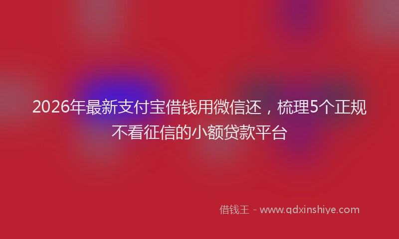 2026年最新支付宝借钱用微信还，梳理5个正规不看征信的小额贷款平台