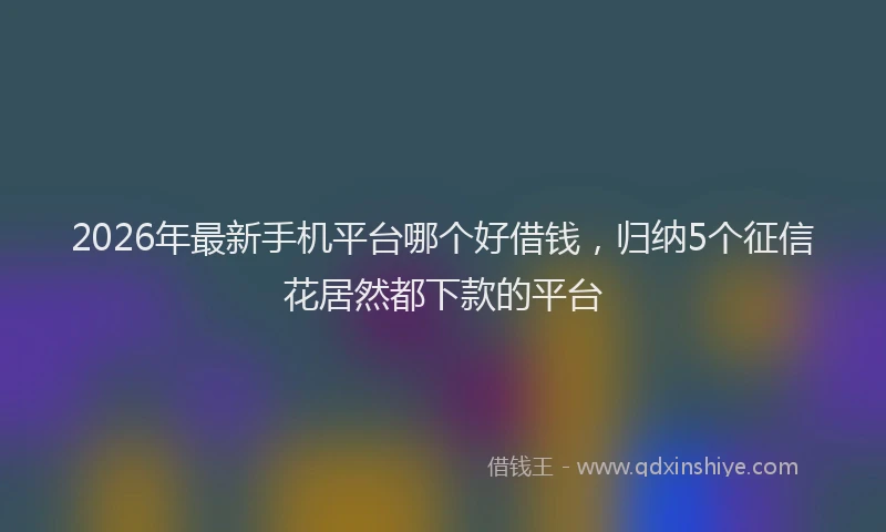 2026年最新手机平台哪个好借钱，归纳5个征信花居然都下款的平台