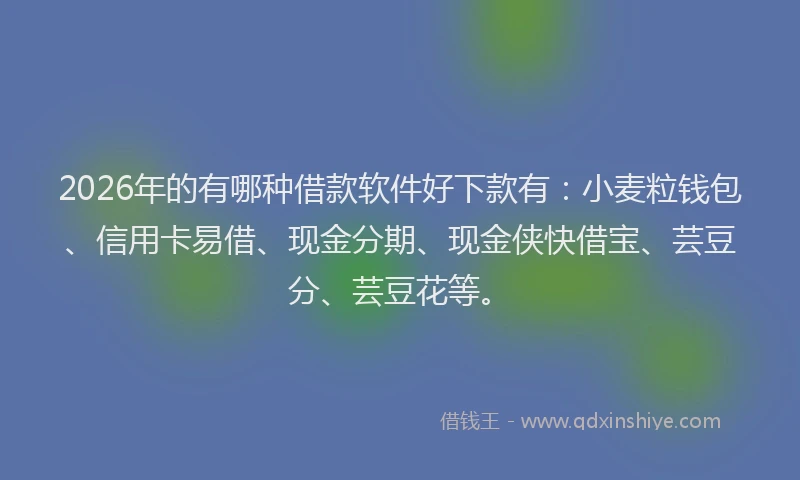2026年的有哪种借款软件好下款有：小麦粒钱包、信用卡易借、现金分期、现金侠快借宝、芸豆分、芸豆花等。