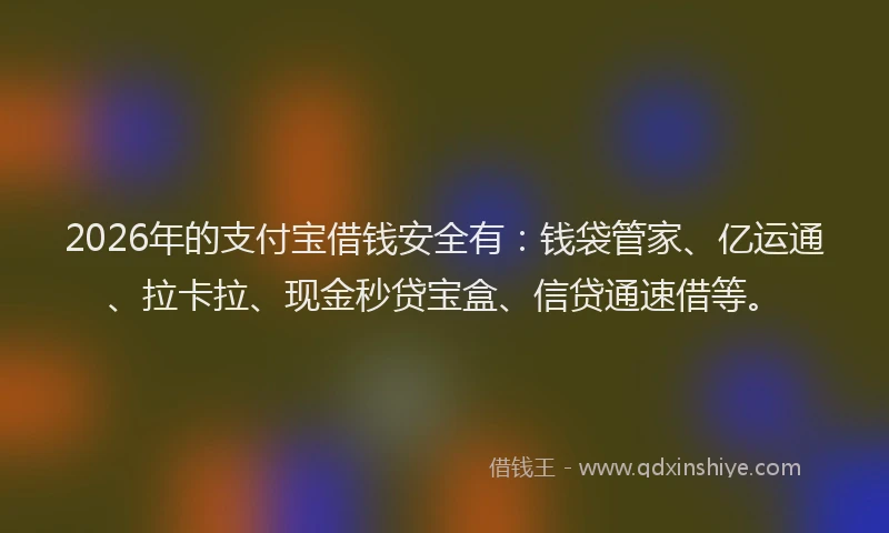 2026年的支付宝借钱安全有：钱袋管家、亿运通、拉卡拉、现金秒贷宝盒、信贷通速借等。