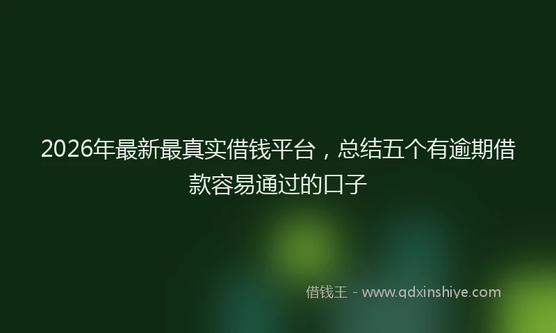 2026年最新最真实借钱平台，总结五个有逾期借款容易通过的口子