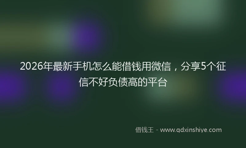 2026年最新手机怎么能借钱用微信，分享5个征信不好负债高的平台