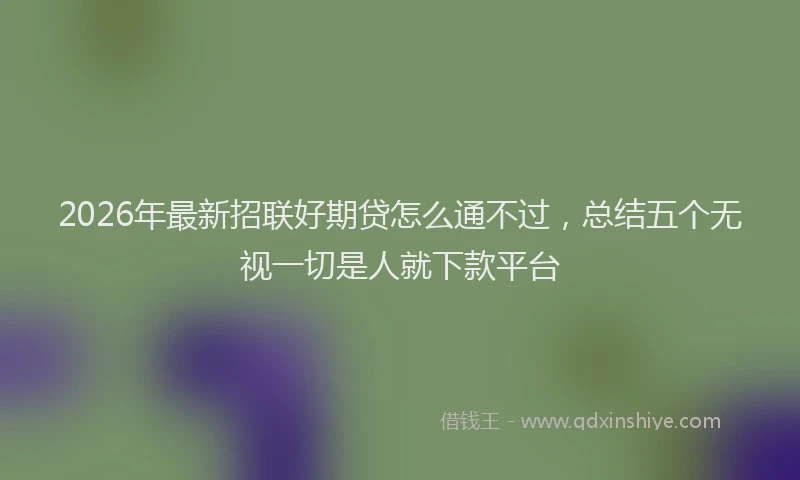 2026年最新招联好期贷怎么通不过，总结五个无视一切是人就下款平台
