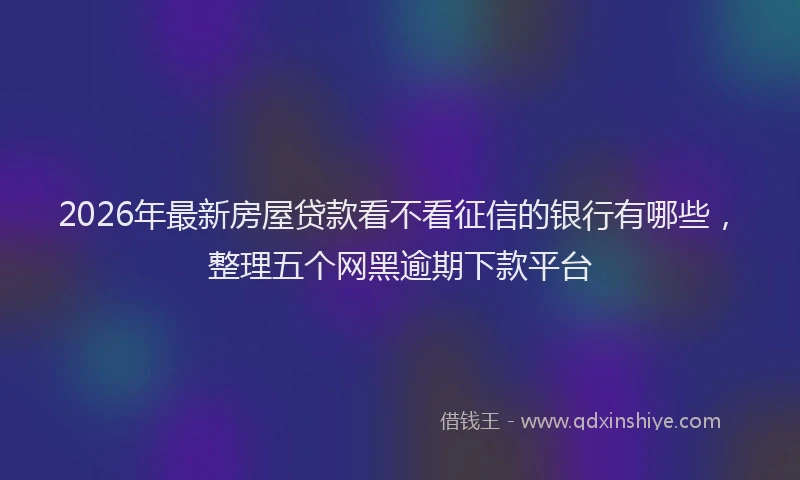 2026年最新房屋贷款看不看征信的银行有哪些，整理五个网黑逾期下款平台