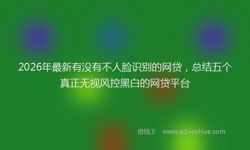2026年最新有没有不人脸识别的网贷，总结五个真正无视风控黑白的网贷平台