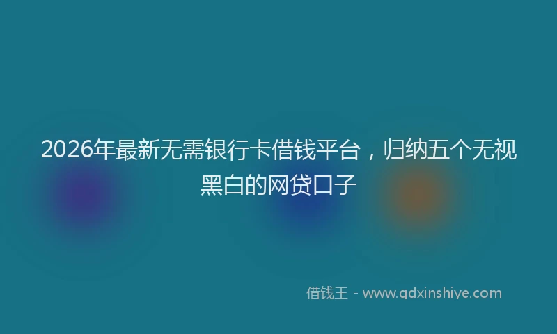 2026年最新无需银行卡借钱平台，归纳五个无视黑白的网贷口子