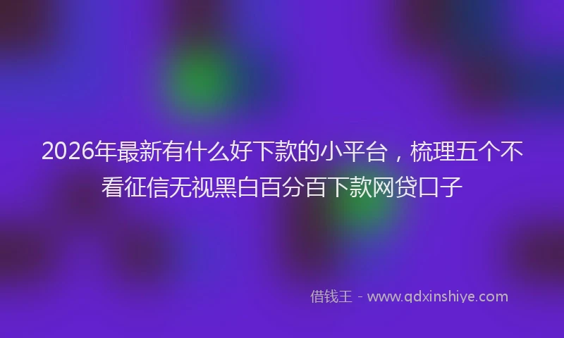 2026年最新有什么好下款的小平台，梳理五个不看征信无视黑白百分百下款网贷口子