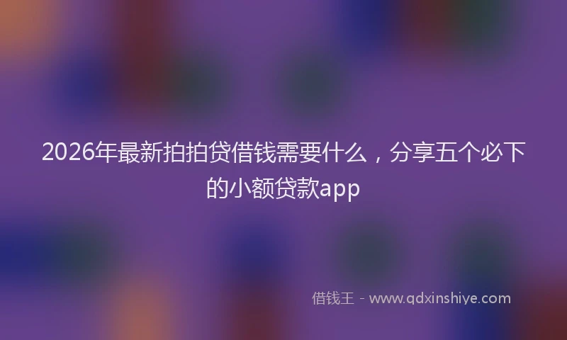 2026年最新拍拍贷借钱需要什么，分享五个必下的小额贷款app