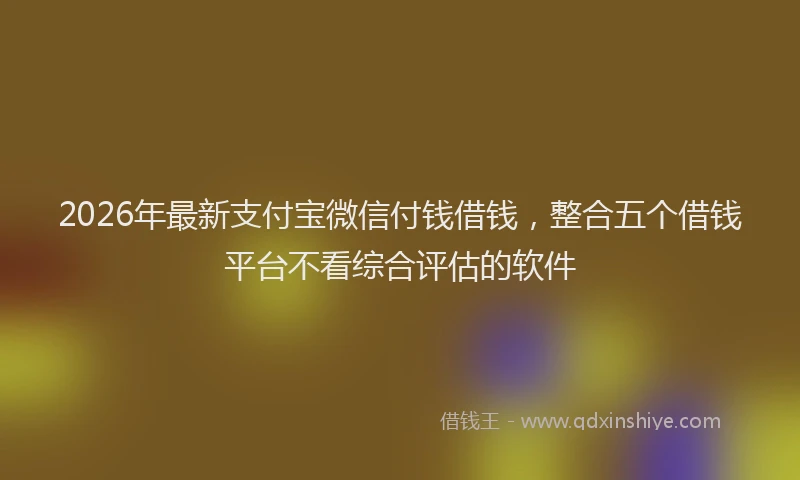 2026年最新支付宝微信付钱借钱，整合五个借钱平台不看综合评估的软件