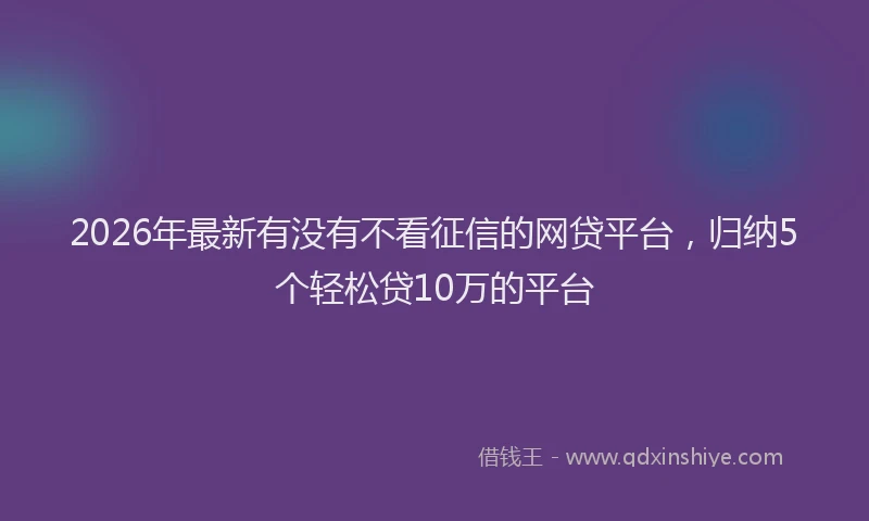 2026年最新有没有不看征信的网贷平台，归纳5个轻松贷10万的平台