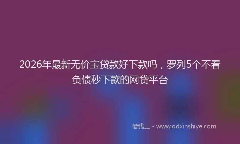 2026年最新无价宝贷款好下款吗，罗列5个不看负债秒下款的网贷平台