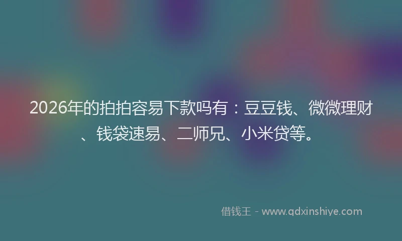 2026年的拍拍容易下款吗有：豆豆钱、微微理财、钱袋速易、二师兄、小米贷等。