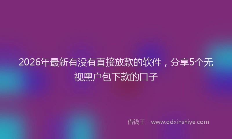 2026年最新有没有直接放款的软件，分享5个无视黑户包下款的口子