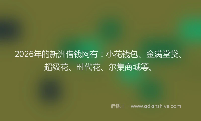 2026年的新洲借钱网有：小花钱包、金满堂贷、超级花、时代花、尔集商城等。