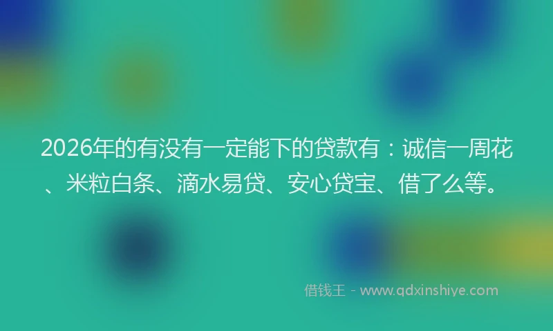 2026年的有没有一定能下的贷款有：诚信一周花、米粒白条、滴水易贷、安心贷宝、借了么等。