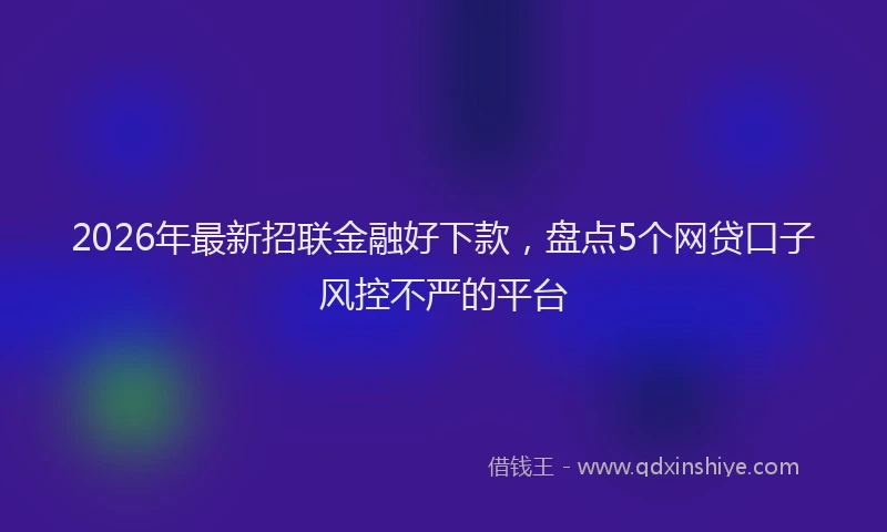 2026年最新招联金融好下款，盘点5个网贷口子风控不严的平台