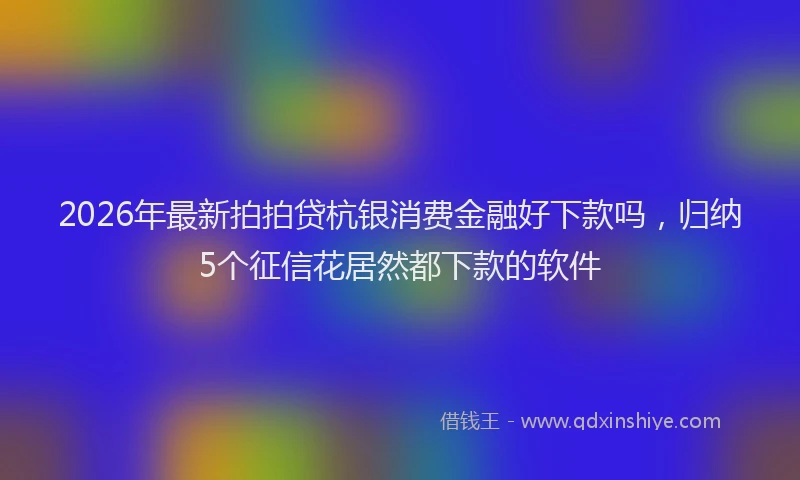 2026年最新拍拍贷杭银消费金融好下款吗，归纳5个征信花居然都下款的软件