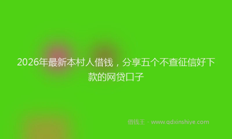 2026年最新本村人借钱，分享五个不查征信好下款的网贷口子