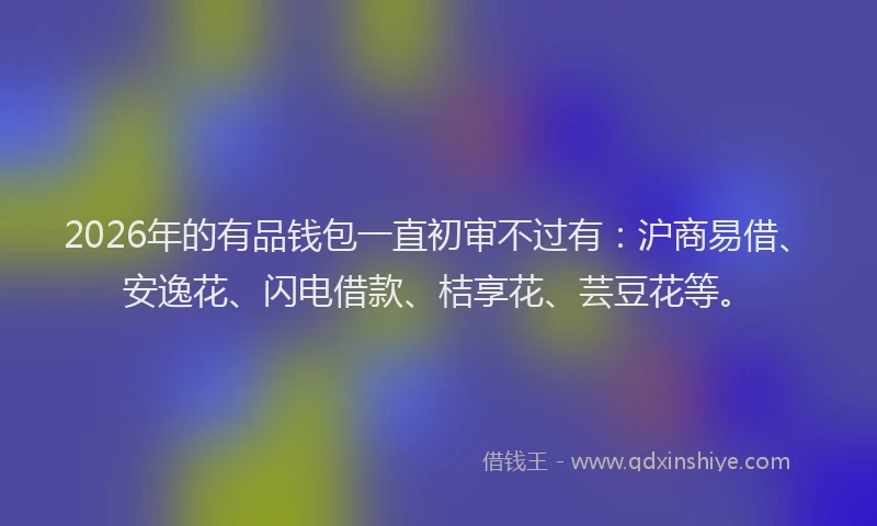 2026年的有品钱包一直初审不过有：沪商易借、安逸花、闪电借款、桔享花、芸豆花等。
