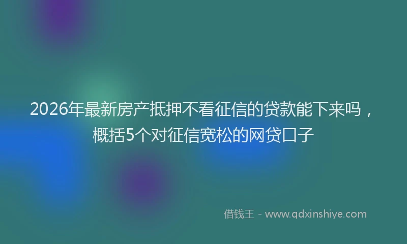 2026年最新房产抵押不看征信的贷款能下来吗，概括5个对征信宽松的网贷口子