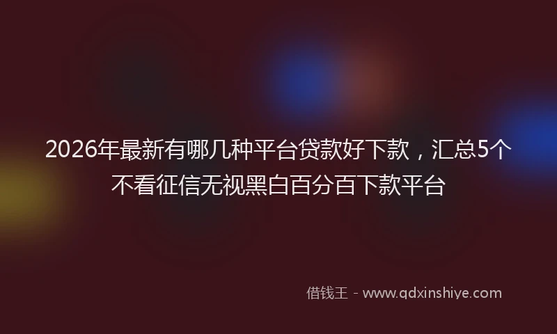 2026年最新有哪几种平台贷款好下款，汇总5个不看征信无视黑白百分百下款平台