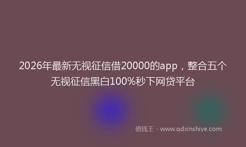 2026年最新无视征信借20000的app，整合五个无视征信黑白100%秒下网贷平台