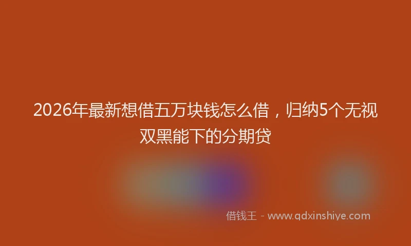 2026年最新想借五万块钱怎么借，归纳5个无视双黑能下的分期贷
