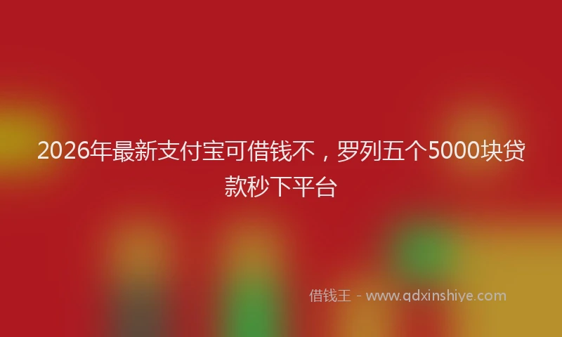 2026年最新支付宝可借钱不，罗列五个5000块贷款秒下平台