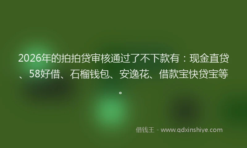 2026年的拍拍贷审核通过了不下款有：现金直贷、58好借、石榴钱包、安逸花、借款宝快贷宝等。